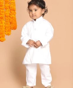 Boys VASTRAMAY SISHU Boy's White Kurta With Pyjamas