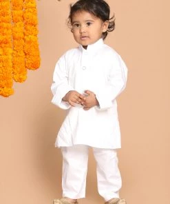 Boys VASTRAMAY SISHU Boy's White Kurta With Pyjamas