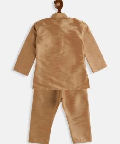 VASTRAMAY SISHU Infant Boys Rose Gold Silk Blend Kurta Pyjama Set