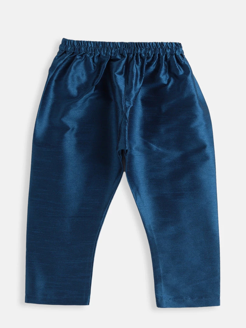 VASTRAMAY SISHU Infant Boys Turquoise Silk Blend Kurta Pyjama Set 7 VASTRAMAY SISHU Infant Boys Turquoise Silk Blend Kurta Pyjama Set