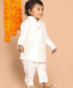 VASTRAMAY SISHU Boy's White Kurta With Pyjamas Boys