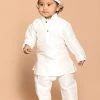 VASTRAMAY SISHU Boy's White Kurta And Pyjamas With Prayer Cap
