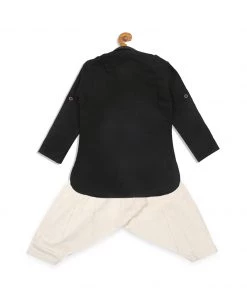VASTRAMAY SISHU Boy's Black Angrakha Kurta With Patiala Boys
