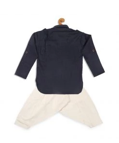 Boys VASTRAMAY SISHU Boy's Blue Angrakha Kurta With Patiala