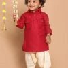 VASTRAMAY SISHU Boy's Maroon Angrakha Kurta With Patiala Boys