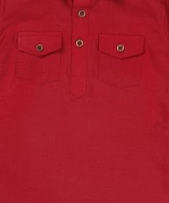 VASTRAMAY SISHU Boy's Maroon Angrakha Kurta With Patiala Boys