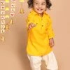 VASTRAMAY SISHU Boy's Yellow Angrakha Kurta With Patiala