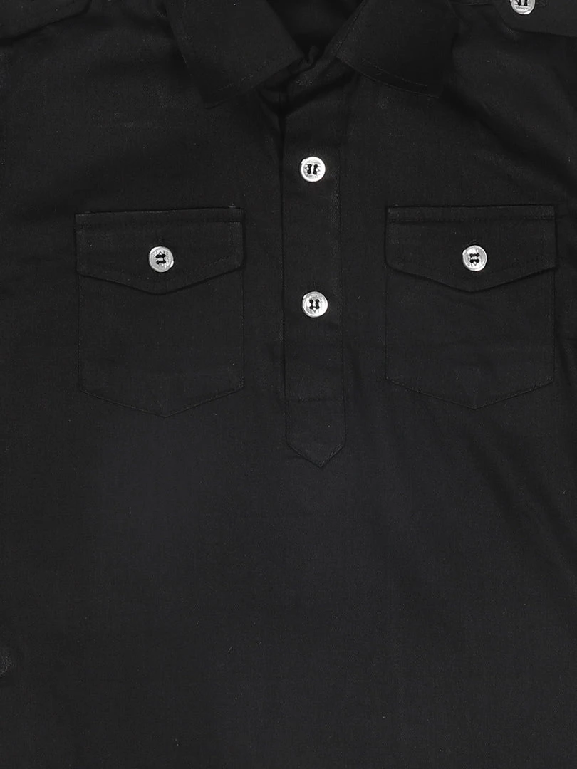 Boys VASTRAMAY SISHU Boy's Black Pure Cotton Kurta With Pyjamas 7 Boys VASTRAMAY SISHU Boy's Black Pure Cotton Kurta With Pyjamas