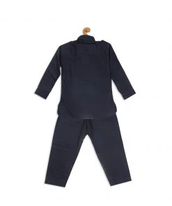 VASTRAMAY SISHU Boy's Blue Pure Cotton Kurta With Salwar Boys