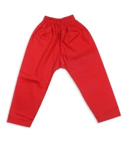 Boys VASTRAMAY SISHU Boy's Red Pure Cotton Kurta With Salwar