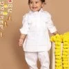 VASTRAMAY SISHU Boy's White Pure Cotton Kurta With Salwar Boys
