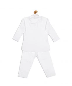 VASTRAMAY SISHU Boy's White Pure Cotton Kurta With Salwar Boys