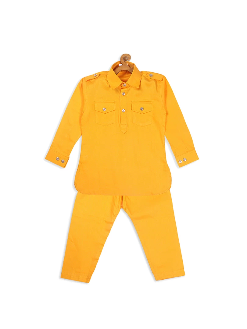 Boys VASTRAMAY SISHU Boy's Yellow Pure Cotton Kurta With Salwar 5 Boys VASTRAMAY SISHU Boy's Yellow Pure Cotton Kurta With Salwar