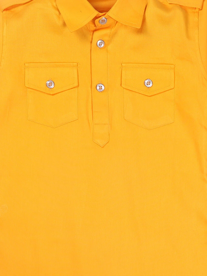 Boys VASTRAMAY SISHU Boy's Yellow Pure Cotton Kurta With Salwar 7 Boys VASTRAMAY SISHU Boy's Yellow Pure Cotton Kurta With Salwar