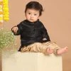 VASTRAMAY SISHU Boy's Black & Rose Gold-Toned Kurta With Dhoti Pants