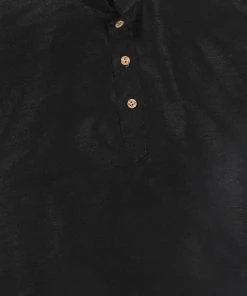 VASTRAMAY SISHU Boy's Black & Rose Gold-Toned Kurta With Dhoti Pants