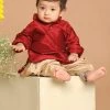 VASTRAMAY SISHU Boys Maroon & Gold-Toned Kurta With Dhoti Pants