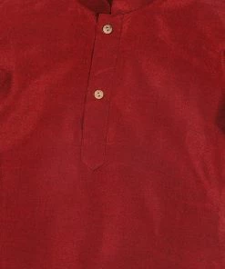 VASTRAMAY SISHU Boys Maroon & Gold-Toned Kurta With Dhoti Pants