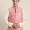 SHRESTHA By VASTRAMAY Men's Onion Pink Ethnic Jacket Shaadi