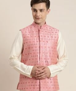 SHRESTHA By VASTRAMAY Men's Onion Pink Ethnic Jacket Shaadi