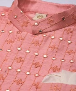 SHRESTHA By VASTRAMAY Men's Beige Mirror Work Kurta With Churidar With Ethnic Jacket Shaadi