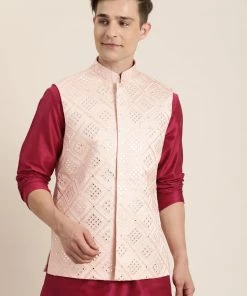 Shaadi SHRESTHA By VASTRAMAY Men's Pink Ethnic Jacket