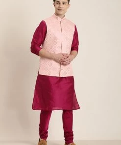 Shaadi SHRESTHA By VASTRAMAY Men's Pink Ethnic Jacket