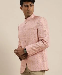 SHRESTHA By VASTRAMAY Men's Pink Ethnic Woven Design Embroidered Jodhpuri Shaadi 11 SHRESTHA By VASTRAMAY Men's Pink Ethnic Woven Design Embroidered Jodhpuri Shaadi