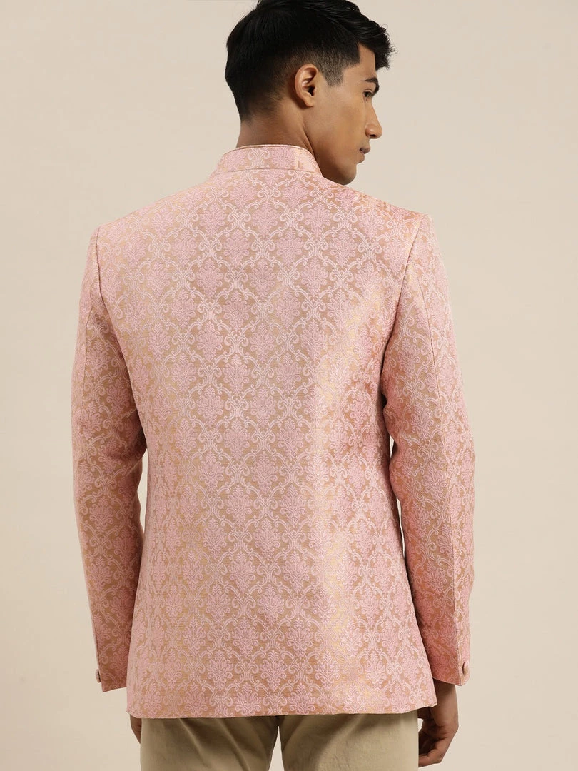 SHRESTHA By VASTRAMAY Men's Pink Ethnic Woven Design Embroidered Jodhpuri Shaadi 6 SHRESTHA By VASTRAMAY Men's Pink Ethnic Woven Design Embroidered Jodhpuri Shaadi