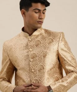 SHRESTHA By VASTRAMAY Men's Rose Gold Ethnic Woven Design Jodhpuri Shaadi
