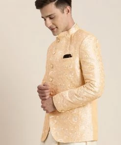 Shaadi SHRESTHA By VASTRAMAY Men's Beige Ethnic Embroidered Jodhpuri