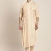 SHRESTHA By VASTRAMAY Men's Beige Pleated Kurta Kurta Sets