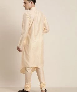 SHRESTHA By VASTRAMAY Men's Beige Pleated Kurta With Churidar