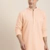 SHRESTHA BY VASTRAMAY Men's Pink-Colored Ethnic Motifs Embroidered Chikankari Kurta With Pyjamas Kurta Sets