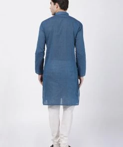 SHVAAS By VASTRAMAY Men's Blue Cotton Handloom Kurta With Pyjamas Ganesh Chaturthi 11 SHVAAS By VASTRAMAY Men's Blue Cotton Handloom Kurta With Pyjamas Ganesh Chaturthi