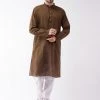SHVAAS By VASTRAMAY Men's Coffee Cotton Handloom Kurta With Pyjamas Rakhi 1 SHVAAS By VASTRAMAY Men's Coffee Cotton Handloom Kurta With Pyjamas Rakhi