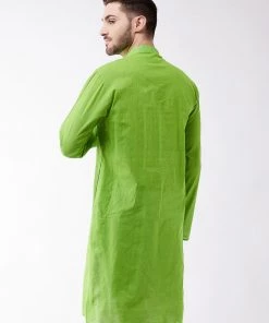 SHVAAS By VASTRAMAY Men's Green Cotton Handloom Kurta