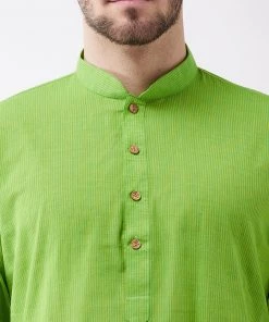 SHVAAS By VASTRAMAY Men's Green Cotton Handloom Kurta