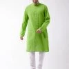 Rakhi SHVAAS By VASTRAMAY Men's Green Cotton Handloom Kurta With Pyjamas