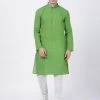 Rakhi SHVAAS By VASTRAMAY Men's Green Cotton Handloom Kurta With Pyjamas 1 Rakhi SHVAAS By VASTRAMAY Men's Green Cotton Handloom Kurta With Pyjamas