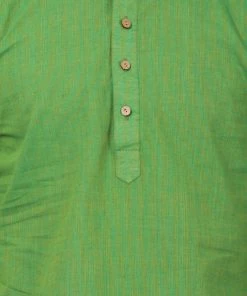 Rakhi SHVAAS By VASTRAMAY Men's Green Cotton Handloom Kurta With Pyjamas