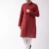 Rakhi SHVAAS By VASTRAMAY Men's Maroon Cotton Handloom Kurta With Pyjamas