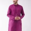 SHVAAS By VASTRAMAY Men's Purple Cotton Handloom Kurta