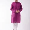SHVAAS By VASTRAMAY Men's Purple Cotton Handloom Kurta With Pyjamas Rakhi