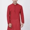 SHVAAS By VASTRAMAY Men's Red Cotton Handloom Kurta