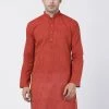 SHVAAS By VASTRAMAY Men's Rust Cotton Handloom Kurta