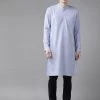 SHVAAS By VASTRAMAY Men's Aqua Blue Organic Cotton Kurta