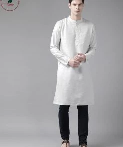 SHVAAS By VASTRAMAY Men's Grey Organic Cotton Kurta