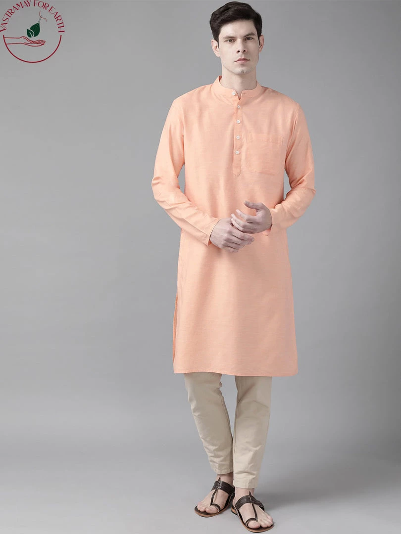 SHVAAS By VASTRAMAY Men's Orange Organic Cotton Kurta 3 SHVAAS By VASTRAMAY Men's Orange Organic Cotton Kurta