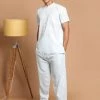 SHVAAS By VASTRAMAY Men's Blue Work From Home Collection Cotton Pyjama Set